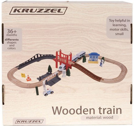 Kruzzel Set cu Trenuleț din Lemn pentru 3+ Ani