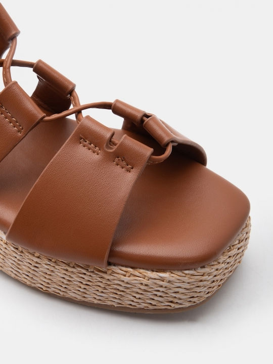 Summer Women's Platforms in Brown Espadrille Style
