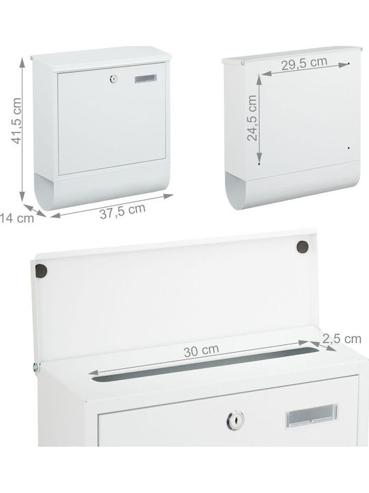 Relaxdays Outdoor Metallic Mailbox in White Color