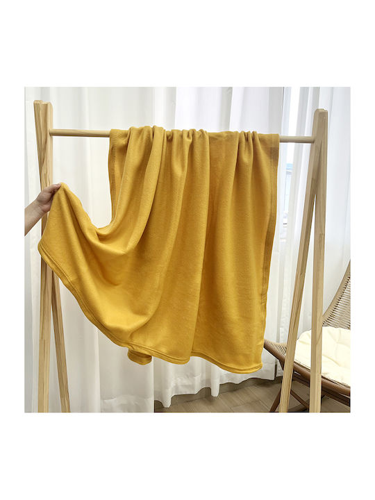 Κουβέρτα Fleece Μονή 150x200εκ. Mustard