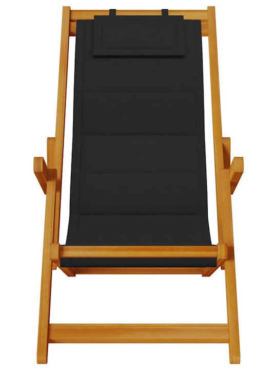 Wooden Deckchair With Arms Black 61.5x110x96cm