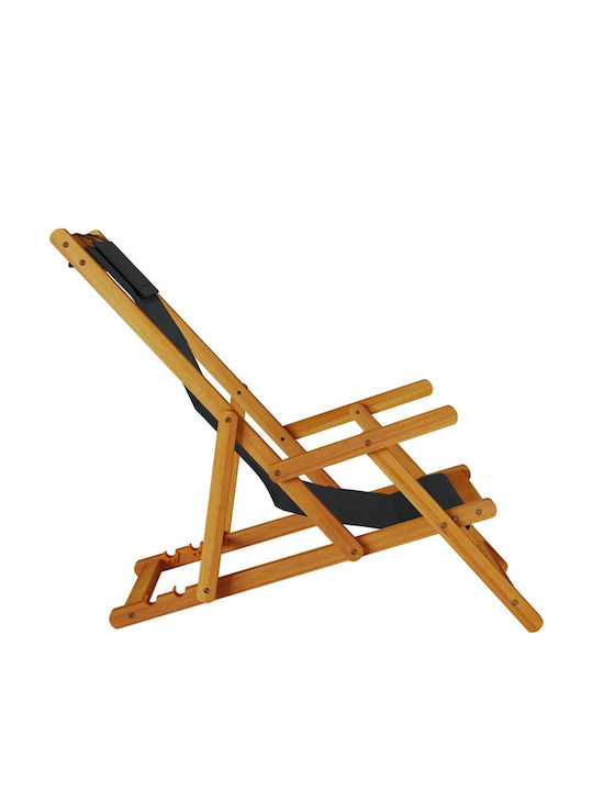 Wooden Deckchair With Arms Black 61.5x110x96cm