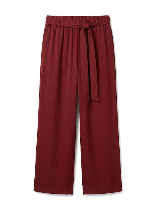 Damen Zip-Culottes mit Gummiband in entspannter Passform Burgundisch