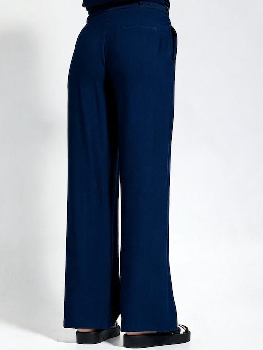 Women's High Rise Pantaloons in Slim Fit Blue