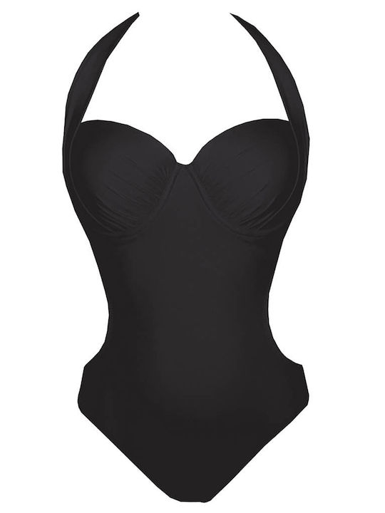 Costum De Baie Întreg Negru Fără Bretele