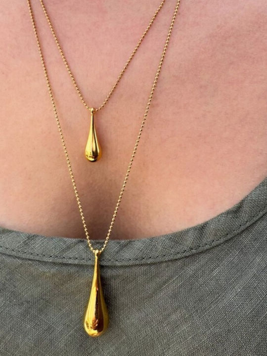 Irmelia Necklace With Tear Design Made Of Gold Plated Steel