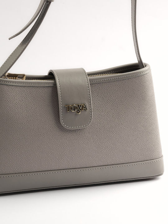 Leather Women's Shoulder Bag Gray T22258-1