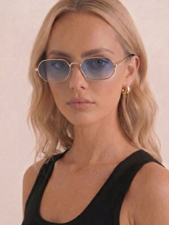 Luigi Unisex Sunglasses with Blue Metallic Frame and Blue Lens 4842506