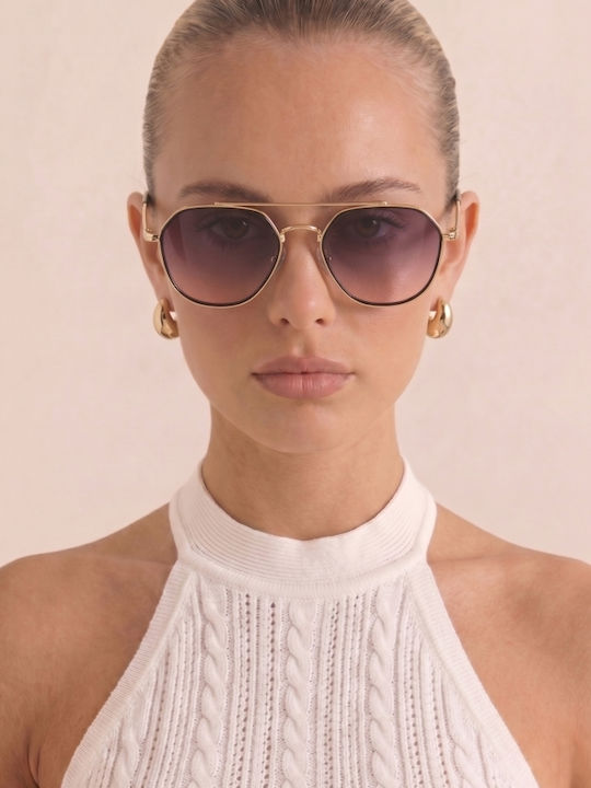 Luigi Unisex Sunglasses With Pink Metallic Frame And Pink Lens