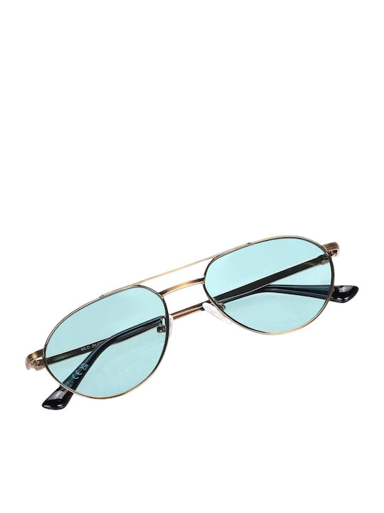 JohNocera Unisex Sunglasses With Gold Metallic Frame And Light Blue Lens Jn-kilo-c04