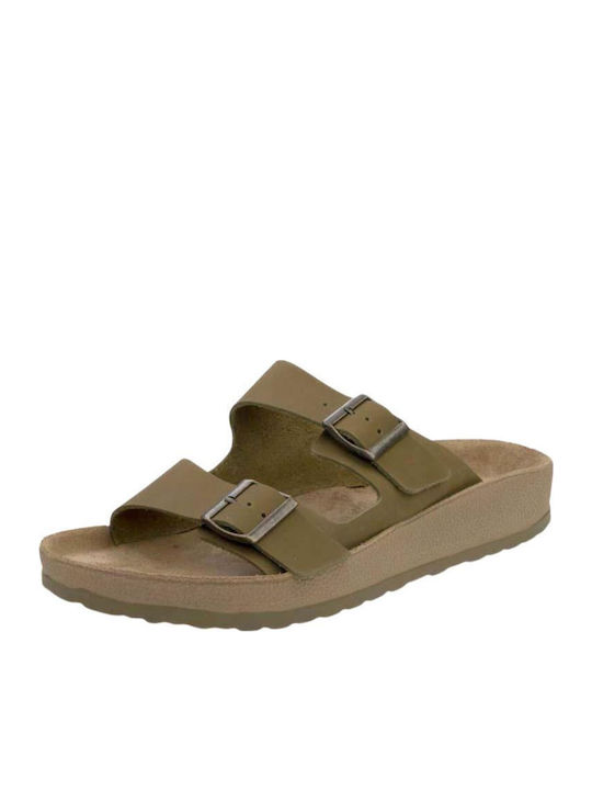 Leather Men's Sandals In Beige Colour