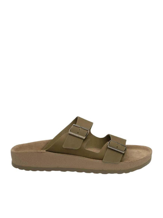 Leather Men's Sandals In Beige Colour