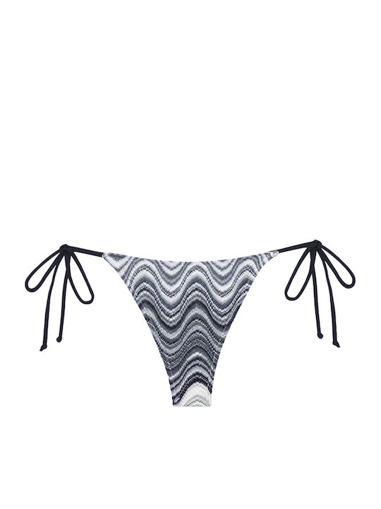 Marielle Bikini Slip Mit Schnürung Grau Weiß Schwarz