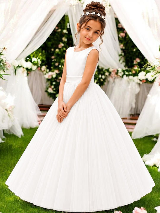 Kinderkleid Ärmellos Für Blumenmädchen Weiß