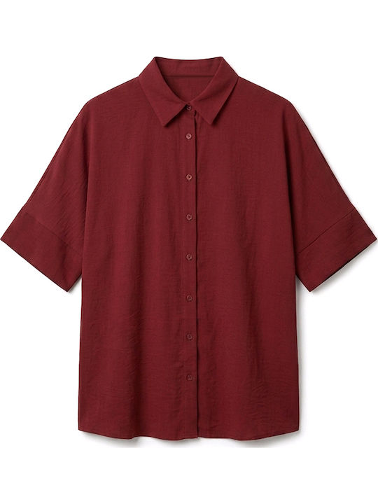 Short Sleeve Women's Shirt Burgundy