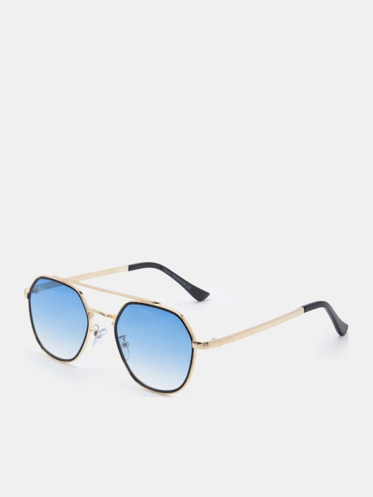 Luigi Unisex Sunglasses with Light Blue Metallic Frame and Light Blue Lens 4869630