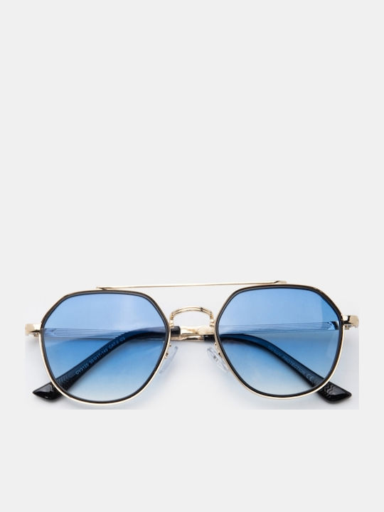 Luigi Unisex Sunglasses with Light Blue Metallic Frame and Light Blue Lens 4869630