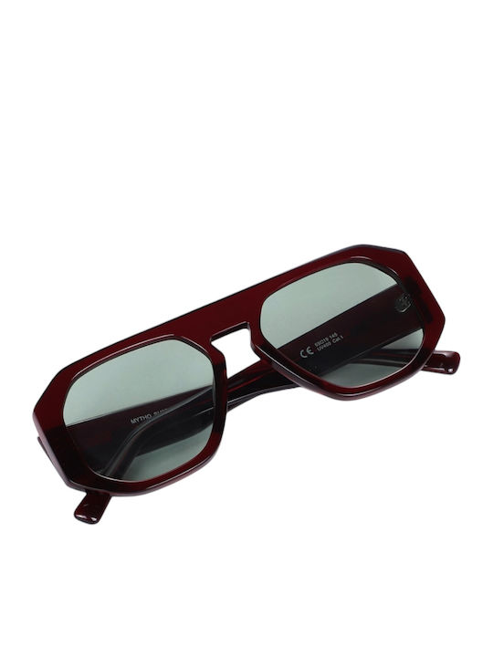 JohNocera Unisex Γυαλιά Ηλίου με Μπορντό Κοκκάλινο Σκελετό και Πράσινο Φακό JN-mytho-c02
