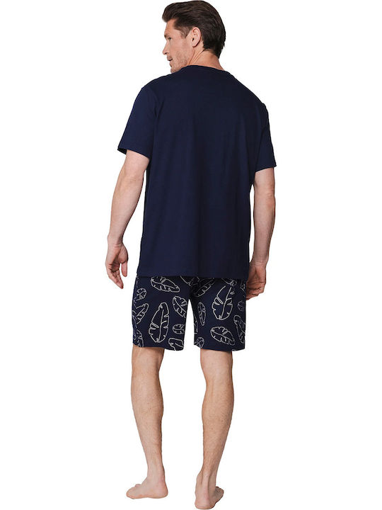 Pastunette Sommer Herrenpyjama Baumwollene Marineblau