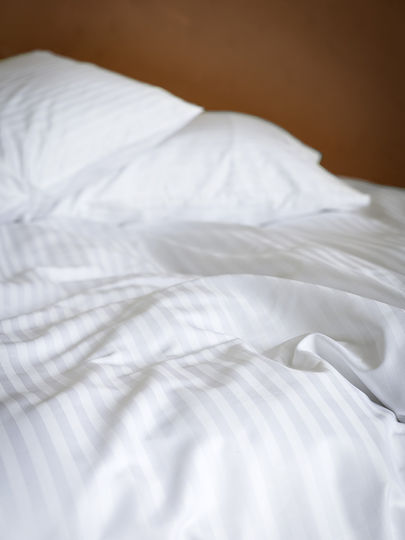 6 Pieces Hotel Sheet King Size 280x280 230 Thread Count CVC Satin Stripe 1cm 60% Cotton Pima 40% Polyester