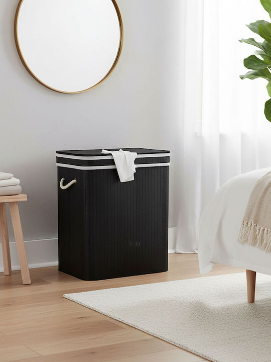 Relaxdays Coș de Rufe din Lemn 63x52x32cm Negru