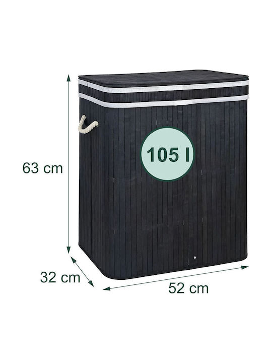 Relaxdays Coș de Rufe din Lemn 63x52x32cm Negru