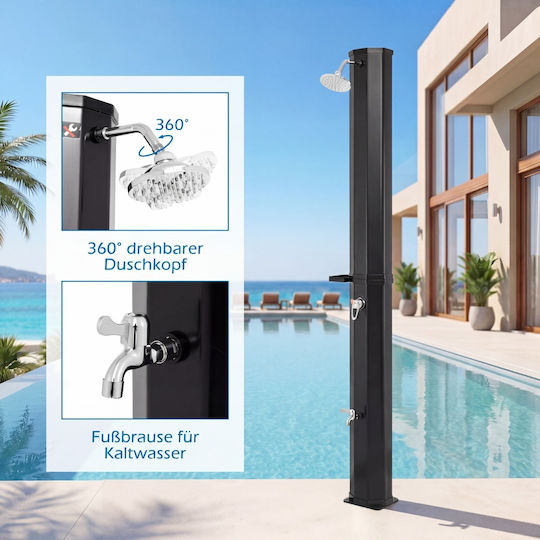 Costway Pool Shower Solar PVC 227.5x18x22 cm Black