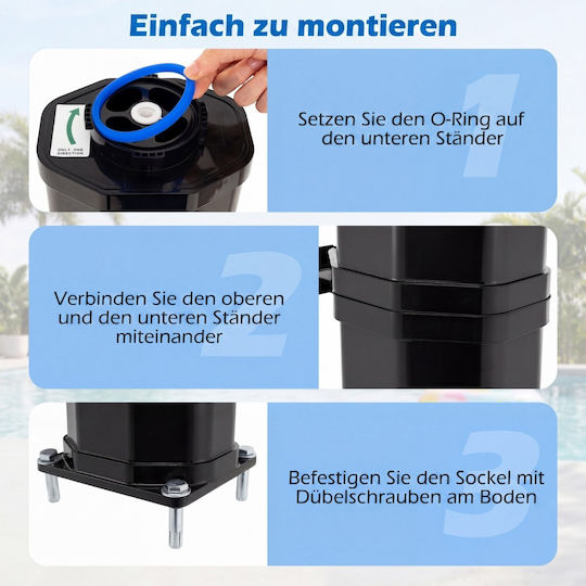 Costway Pool-Dusche Solar aus PVC 216,5x14,5x18 cm Schwarz