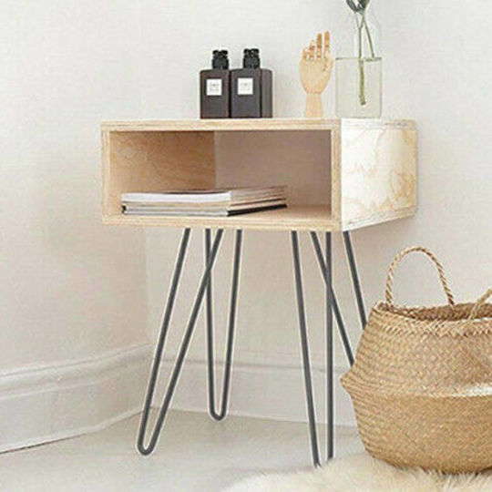 Bakaji Metal Furniture Leg 4 Pieces Suitable for Table / Coffee Table 45cm Gray