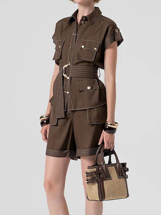 Sleeveless Women's Shirt Brown