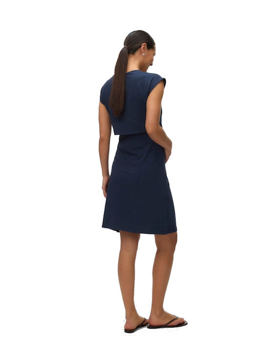 Maternity Nursing Dress Short Blue 20021366 Abk Mamalicious