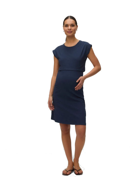 Maternity Nursing Dress Short Blue 20021366 Abk Mamalicious