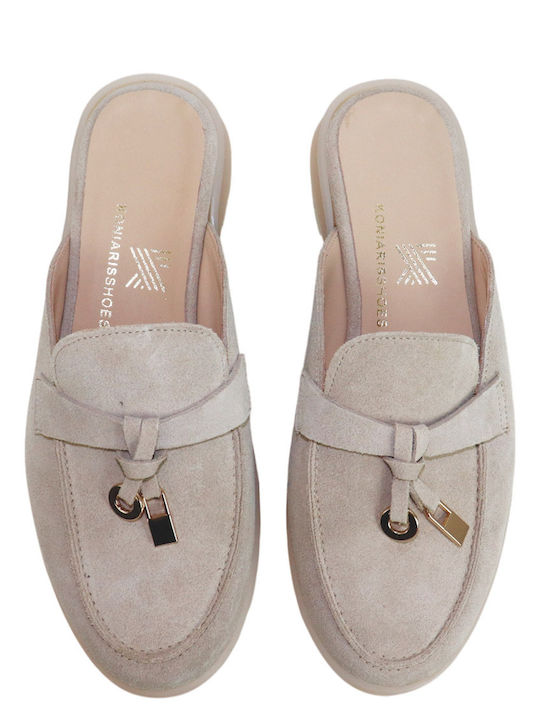 Leather Mules With Heel In Brown Colour