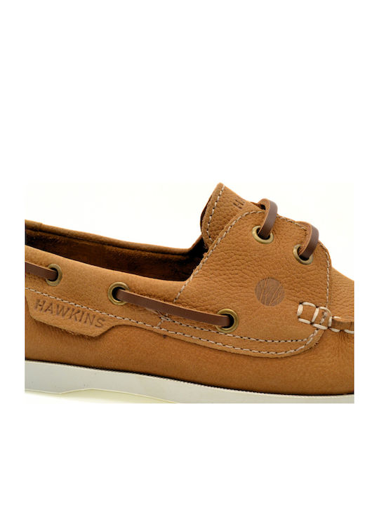 Leather Men's Boat Shoes in Tabac Brown Colour