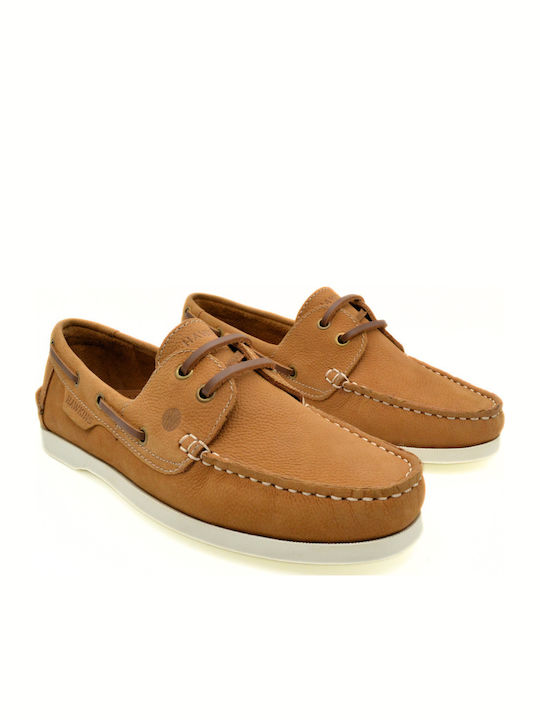 Leather Men's Boat Shoes in Tabac Brown Colour