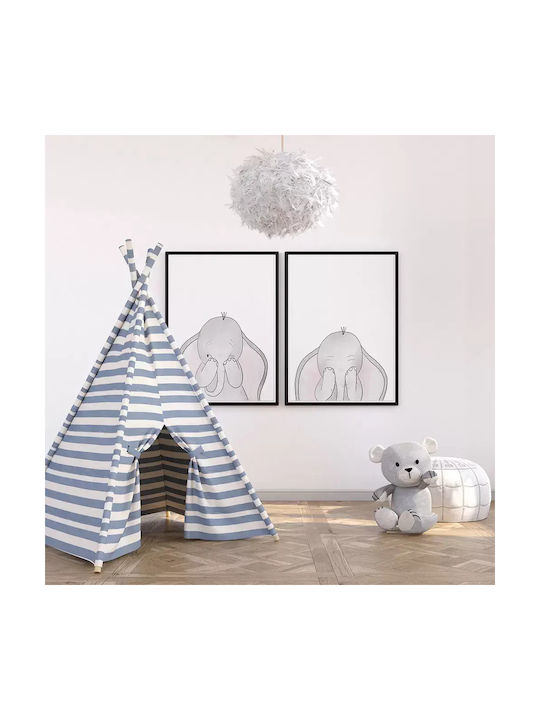 Kids Wall Art Elephant with Black Frame from Wood 40x50cm
