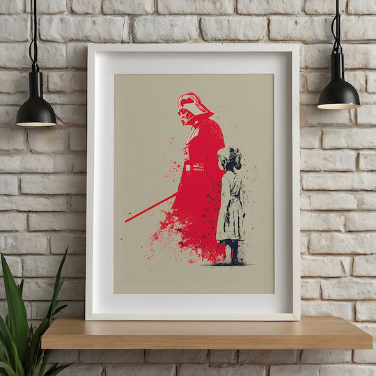 Poster Star Wars Darth Vader Banksy Art Mv304 40cm X 50cm Premium Black Wooden Frame