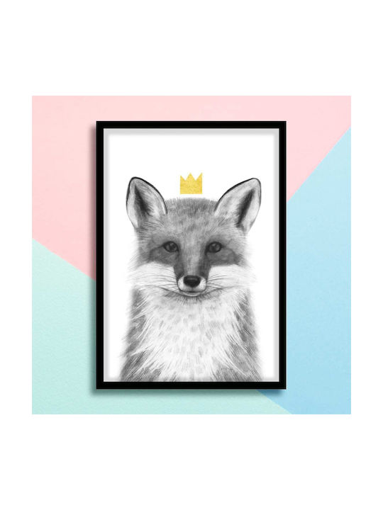 Παιδικό Κάδρο Queen Fox με Μαύρη Κορνίζα από Ξύλο 40x50εκ.