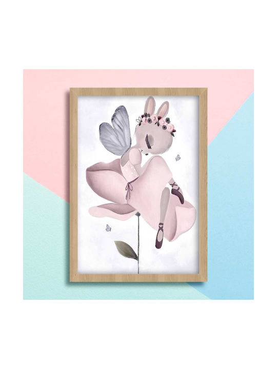 Kids Wall Art Fairy with Black Wooden Frame 40x50cm