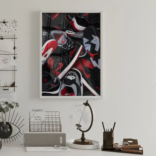 Poster Jordan Sneakers Kds012a 40cm X 50cm Premium Black Wooden Frame