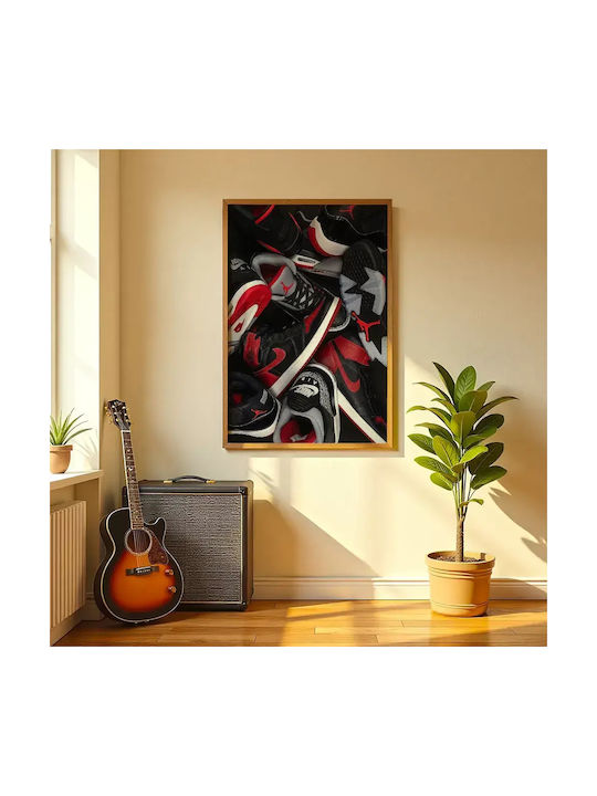 Poster Jordan Sneakers Kds012a 40cm X 50cm Premium Μαύρο Ξύλινο Κάδρο