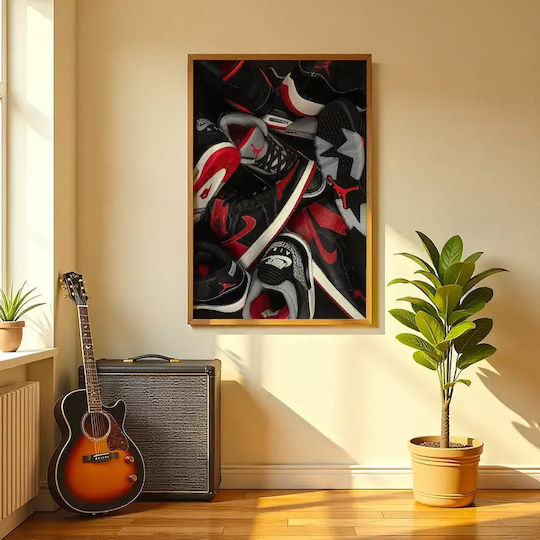 Poster Jordan Sneakers Kds012a 40cm X 50cm Premium Black Wooden Frame