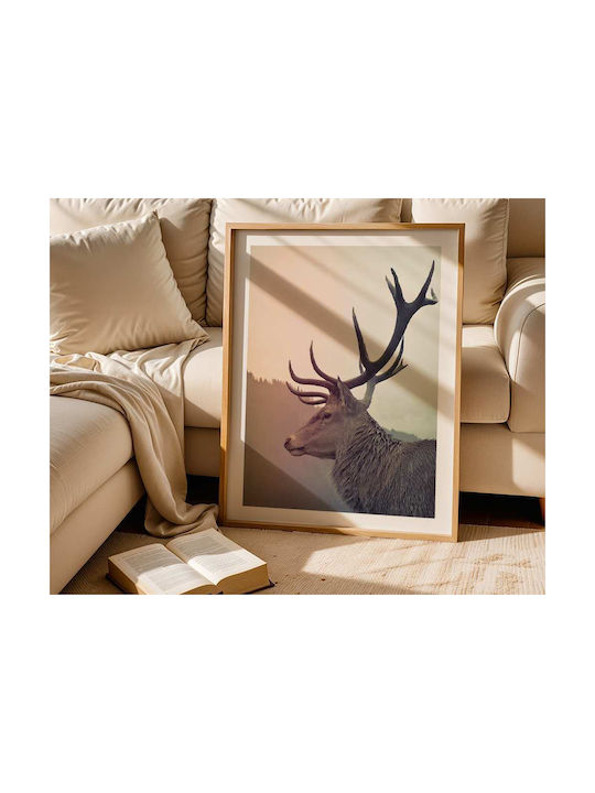 Poster Reindeer Pst25109 40cm X 50cm Premium Μαύρο Ξύλινο Κάδρο