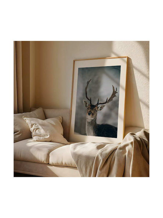 Poster Reindeer Pst25113 40cm X 50cm Premium Black Wooden Frame