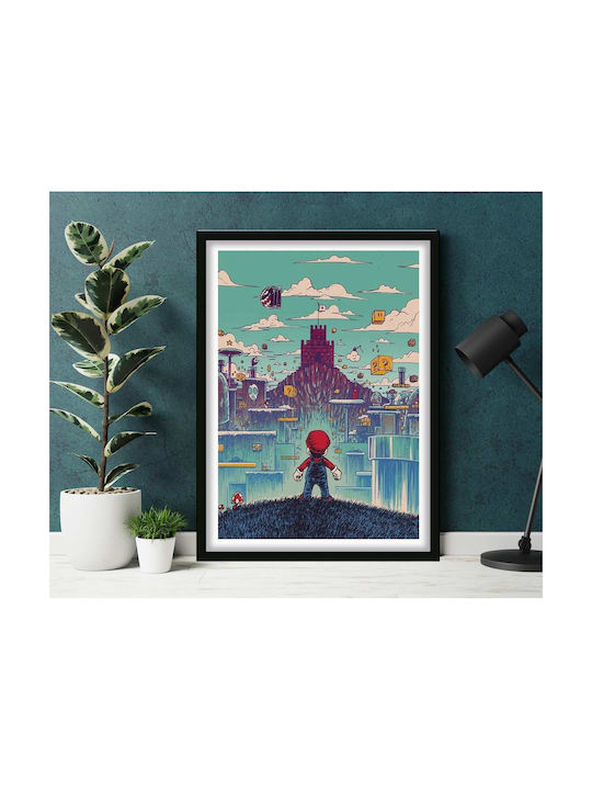 Gaming Poster 3d Mario Gm176 40cm X 50cm Premium Μαύρο Ξύλινο Κάδρο