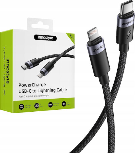 Innostyle USB-C to Lightning Cable Μαύρο 1m PC-CL100BLK