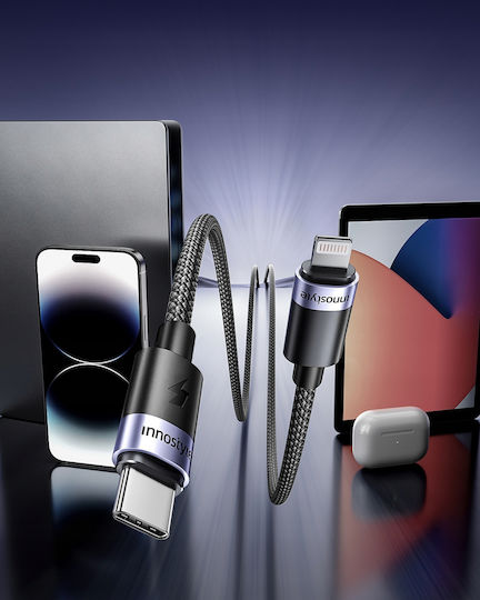 Innostyle USB-C to Lightning Cable Μαύρο 1m PC-CL100BLK