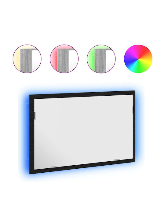 vidaXL Oglindă de Baie cu Lumini LED 60x37 cm Neagră