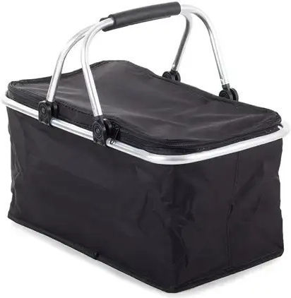 Coș De Picnic Siyuan Pentru Plajă Izolat Pliabil 48x28x22 Cm Cadru Din Aluminiu Culoare Neagră Rezistent La Apă
