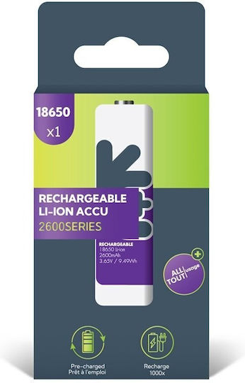 Uniross Επαναφορτιζόμενη Μπαταρία 18650 Li-ion 2600mAh 3.65V